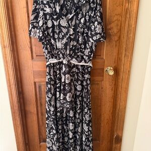 Gretchen Scott Designs Black and White Floral Maxi Dress
